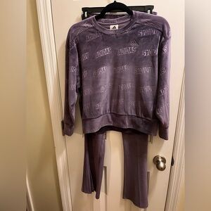 NWOT Adidas Purple Logo Sweatshirt and Pants Set (kids)